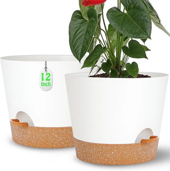 Pianta autoirrigante grande - bianco - 30,5 cm
