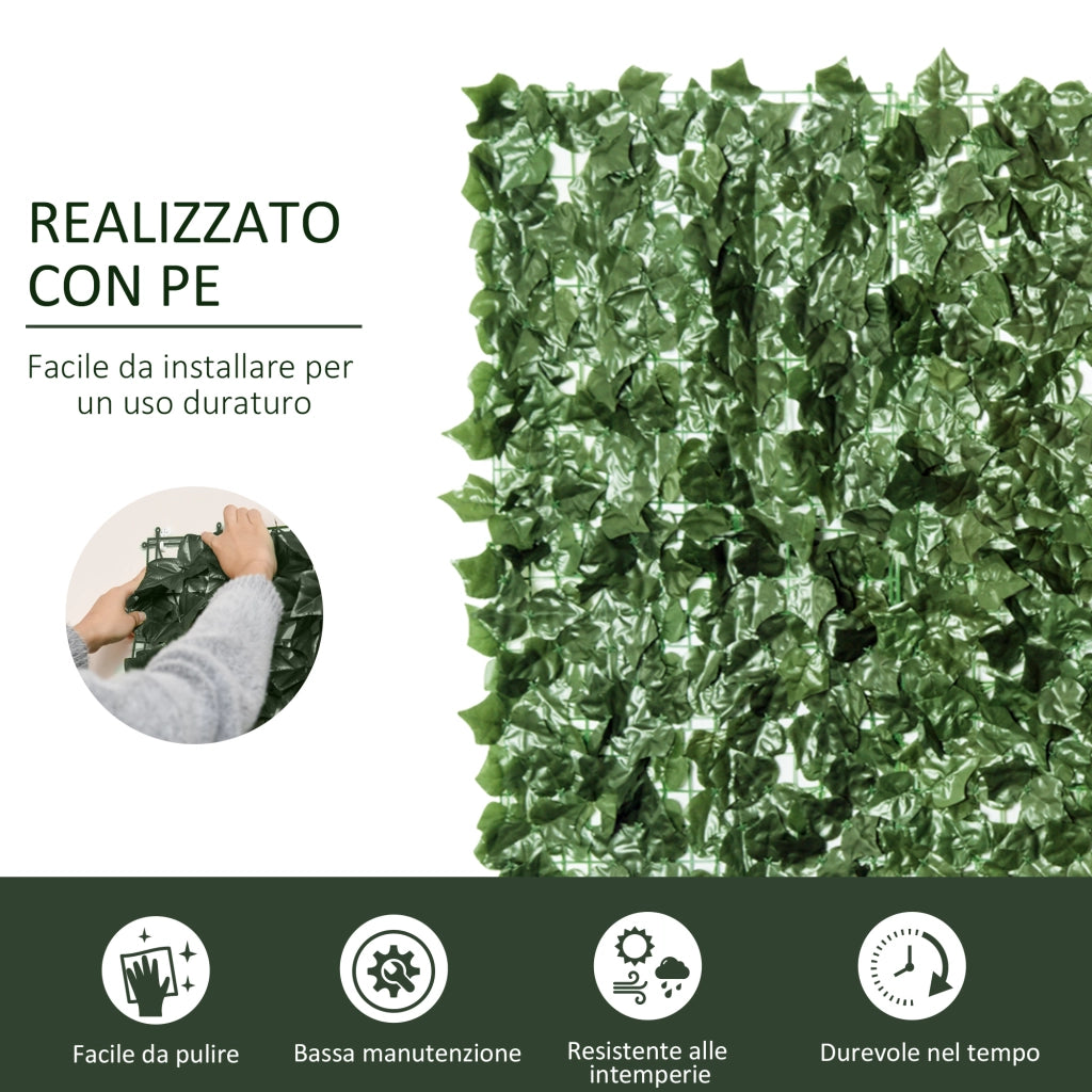 EasyComfort Edera Finta per Balconi in PE Anti-UV, Rotolo Siepe Artificiale con Foglie, 240x100cm, Verde Scuro