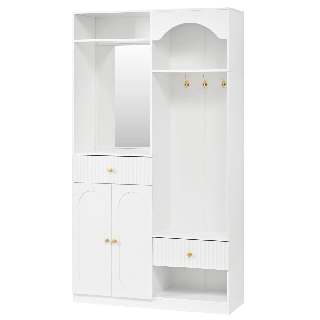 Guardaroba Ingresso con Specchio, Panca e Scarpiera ¨C MINIMAL ¨C Bianco