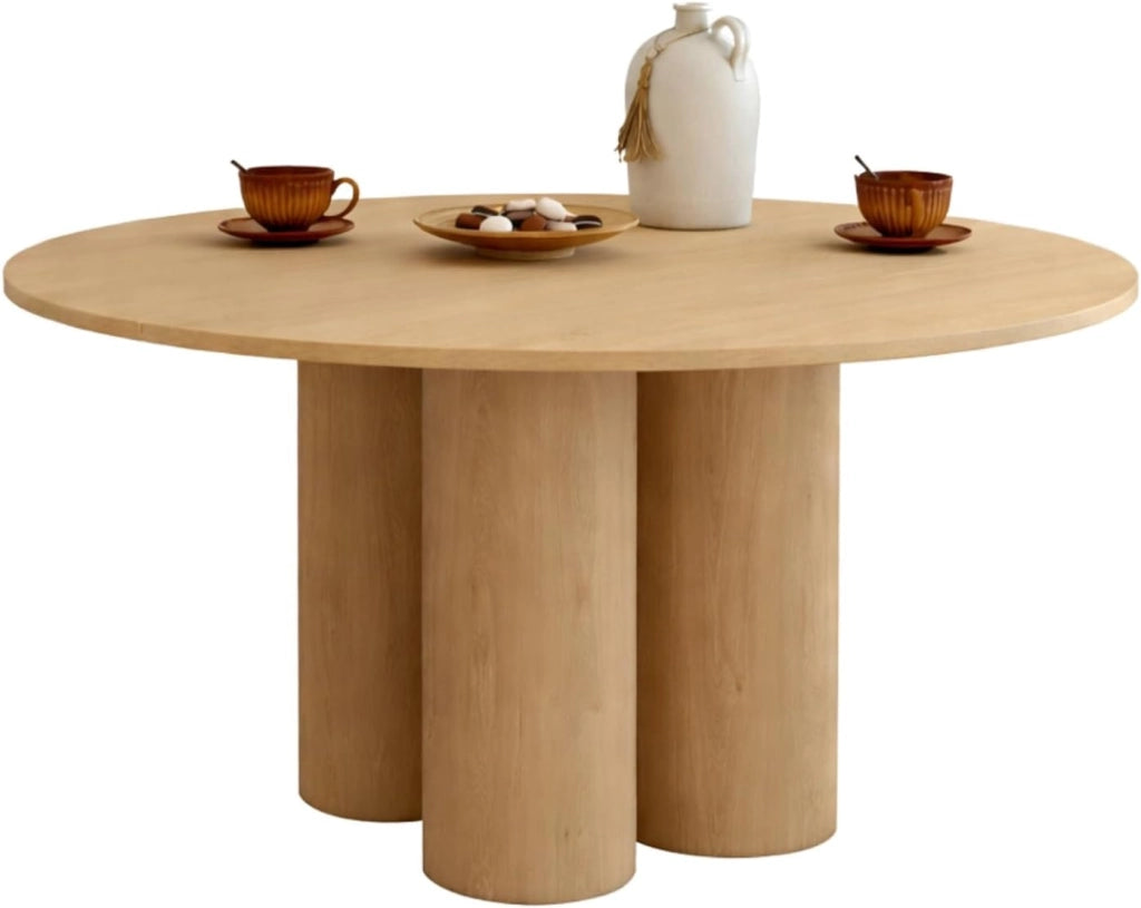 Tavolo da pranzo rotondo Eloise piede centrale cilindrico 6 persone faggio 110 cm