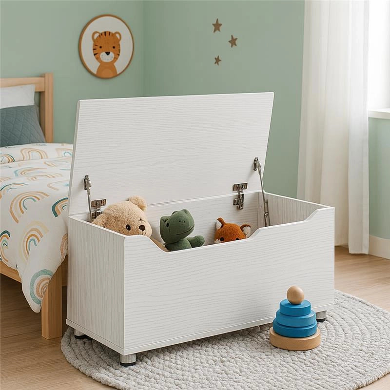 PANCA CONTENITORE REALIZZATA IN LEGNO100X40X35 CM COLORE BIANCO