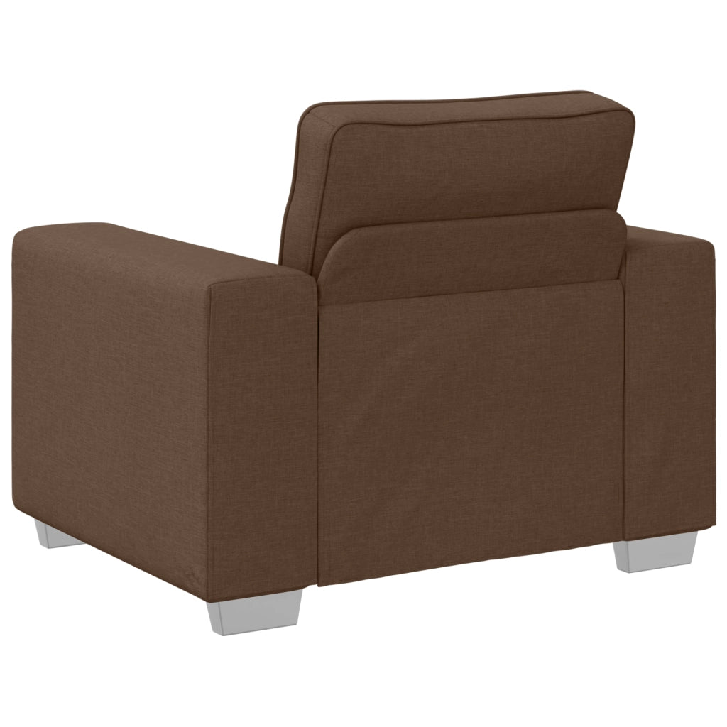 Set Divani 3 Pezzi con Cuscini in Tessuto Marrone