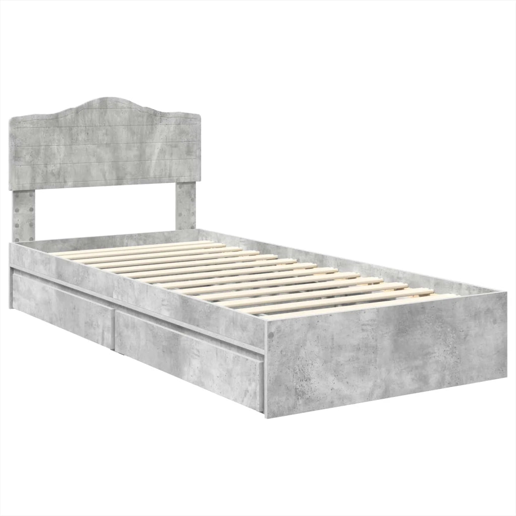 Letto con Contenitore con testiera Grigio cemento 90 x 190 cm 3413141