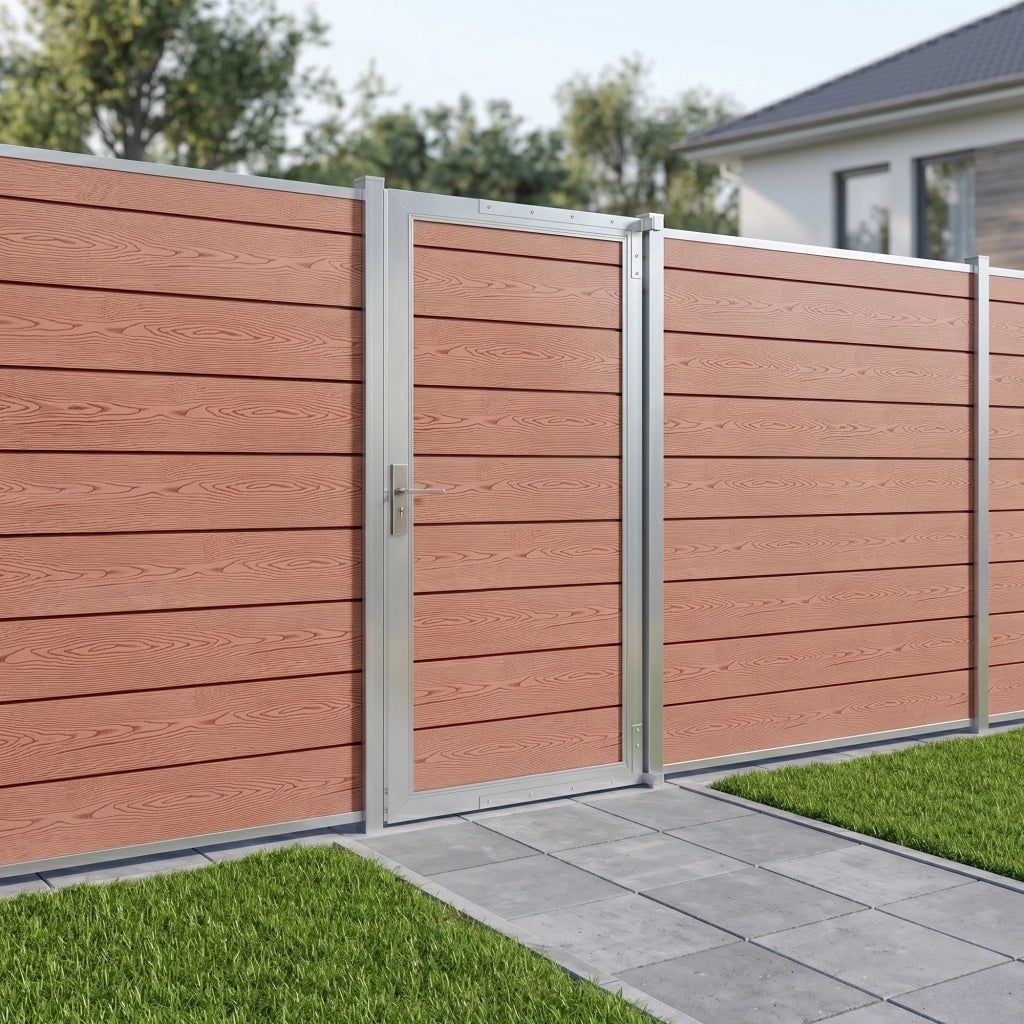 Cancello da Giardino Pedonale Segovia 90x180 cm Porta per Recinzione con Serratura - Marrone NEU.HOLZ