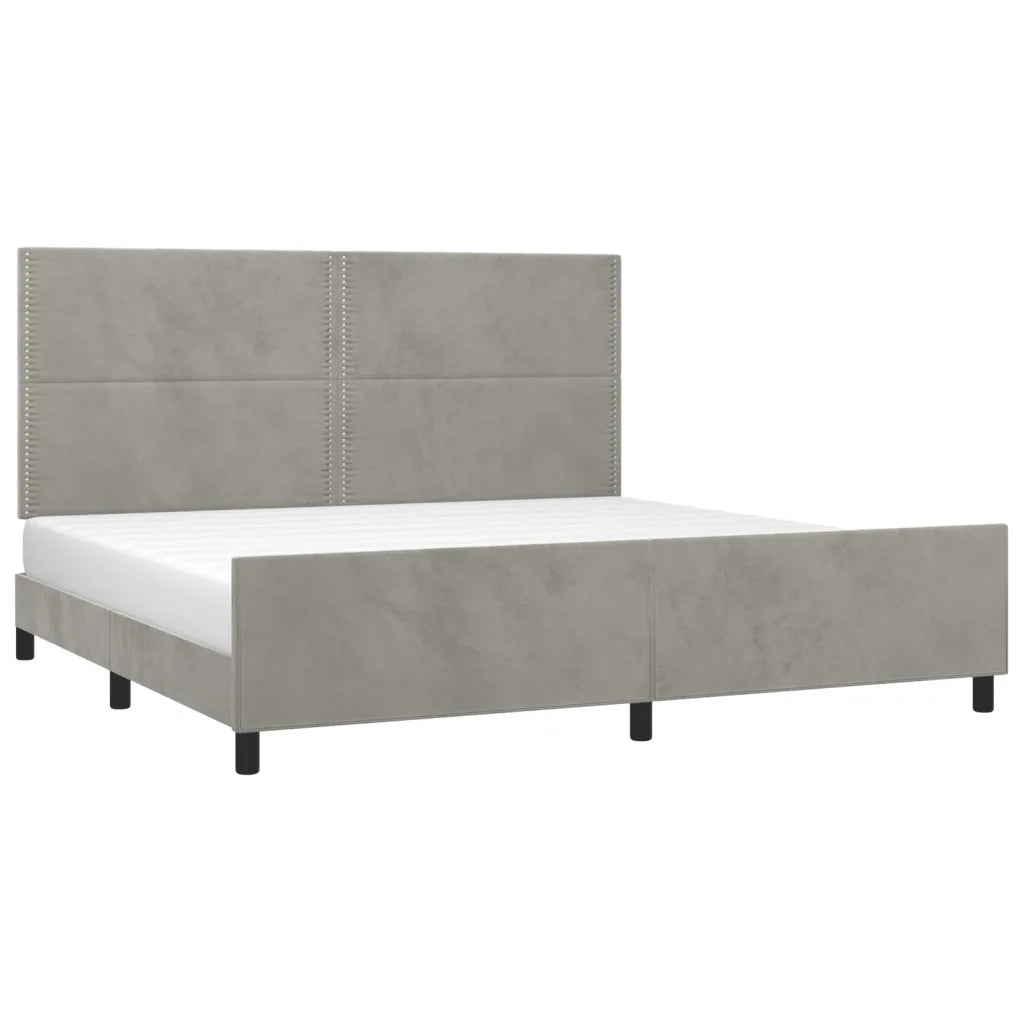 Giroletto senza Materasso-Struttura Letto Grigio Chiaro 200x200 cm Velluto 382935