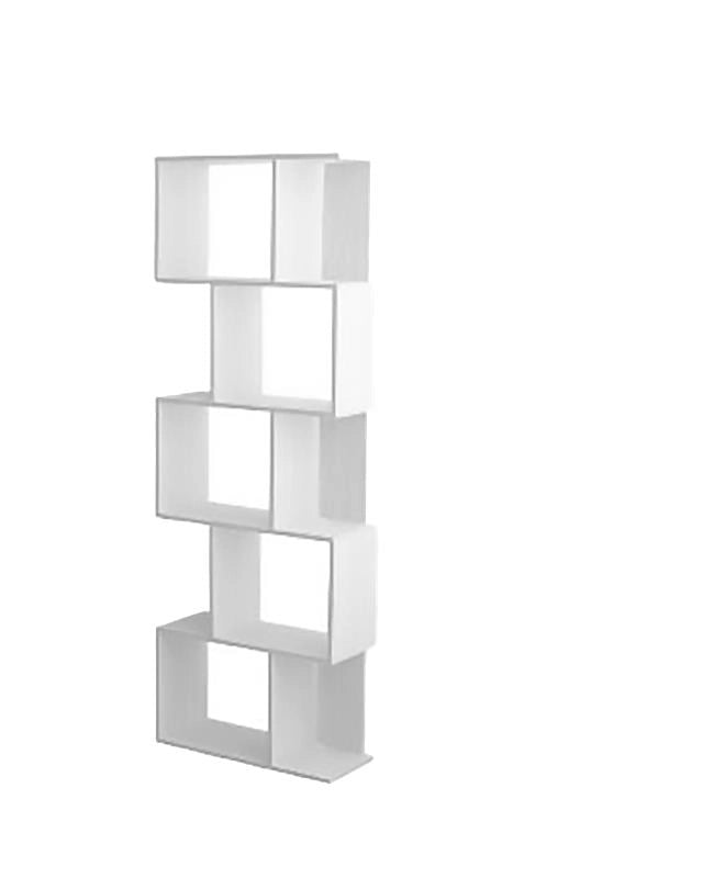 LIBRERIA CUBICA IN LEGNO BIANCO MODERNA CON CINQUE RIPIANI SFALSATI DIMENSIONI 70X24X159 CM
