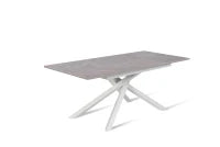E-STYLO Tavolo allungabile con topmarmo antracite in melaminico e base in metallo bianco, 90cm X 140/ 190cm H. 76cm.