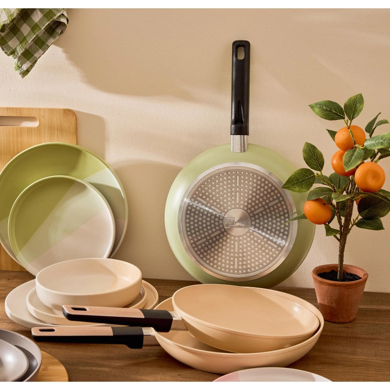 Set di 4 confezioni 2 Padelle 24/28 Mood Green Alluminio Forgiato F induzione