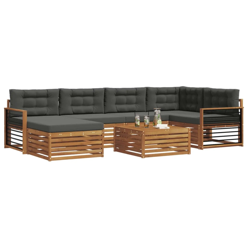 Set di divani da esterno con cuscino 7 pcs Naturale e Antracite