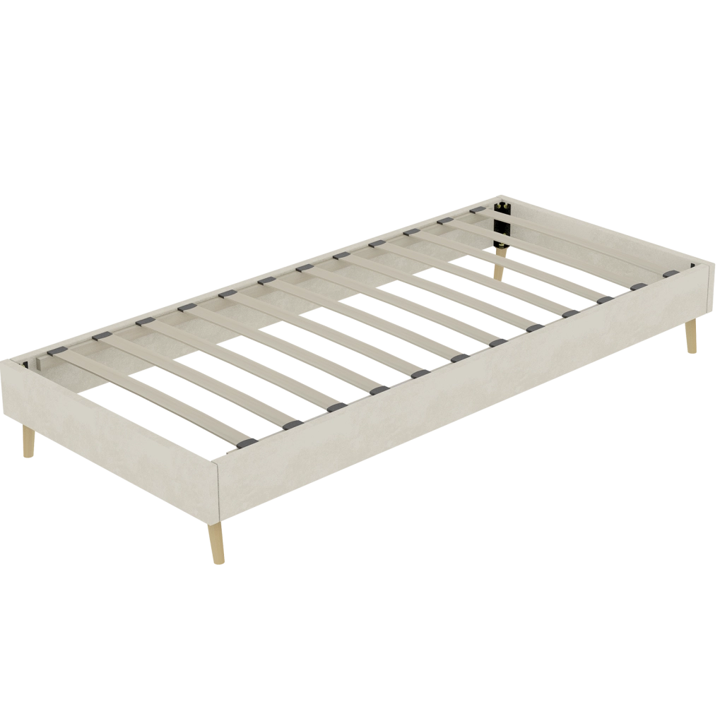 Letto singolo 90x200 cm beige in tessuto e metallo