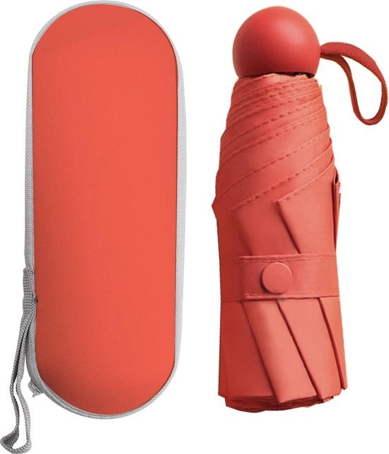 Paraplu resistente alla tempesta con protezione UV, 6 ribelli, mini-paraplu, ombrello da viaggio pieghevole, resistente alla tempesta, piccola borsa-paraplu, ermetico, protezione UV, ombrello ultraleggero per uomini e donne, arancione