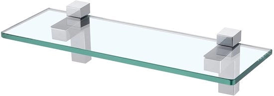 Plank di doccia in vetro 8mm, vetro resistente all'usura per la doccia, pannello di vetro per la doccia con supporto 35cm, installazione a parete, finitura lucida cromata, BGS3201S35