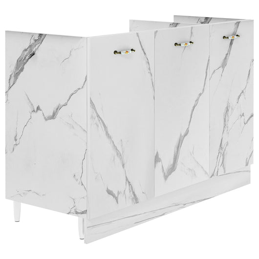 Mobile Sottolavello da Cucina Componibile a 3 Ante in Legno Bianco Effetto Marmo