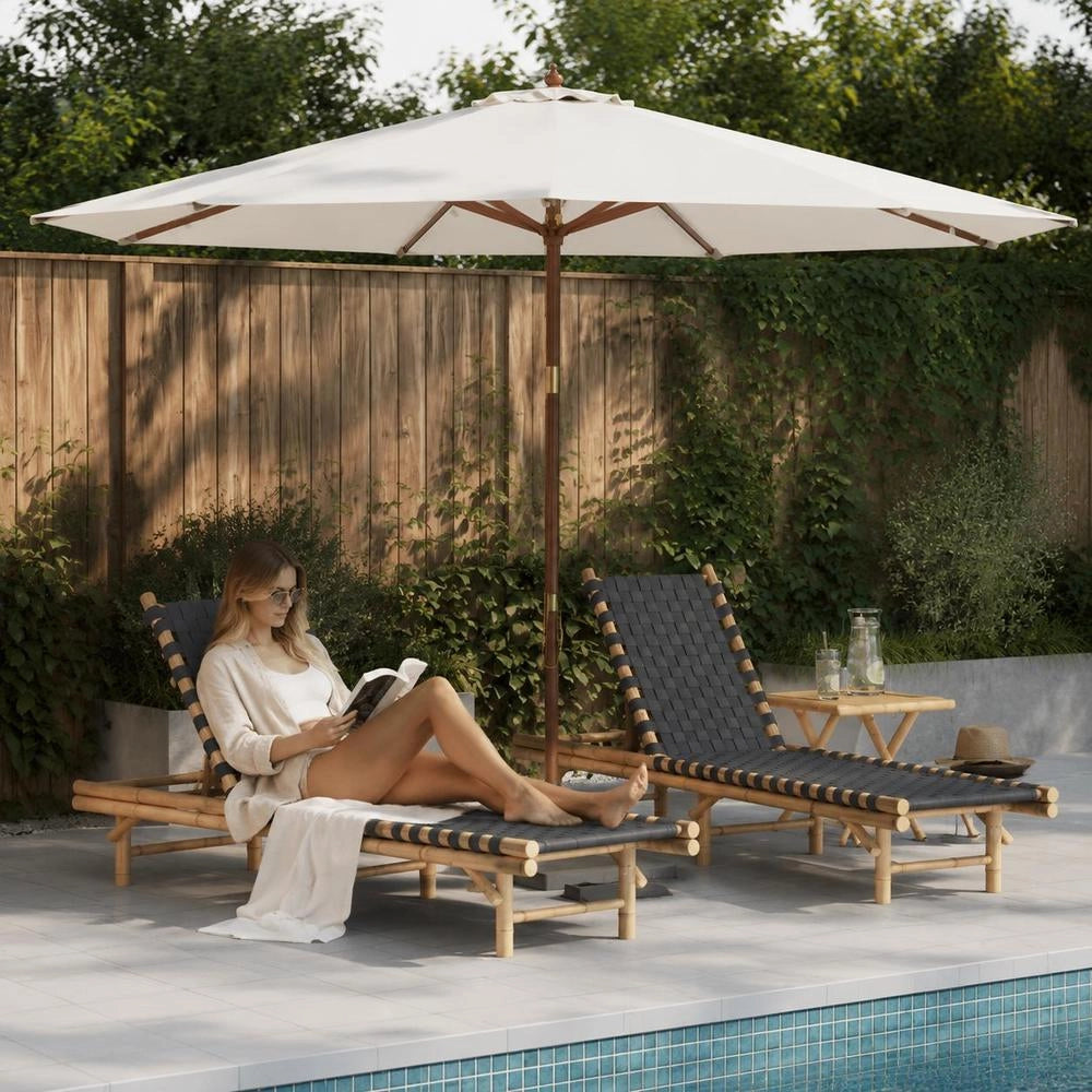 Parasol With Wooden Pole 350 Cm Sand White