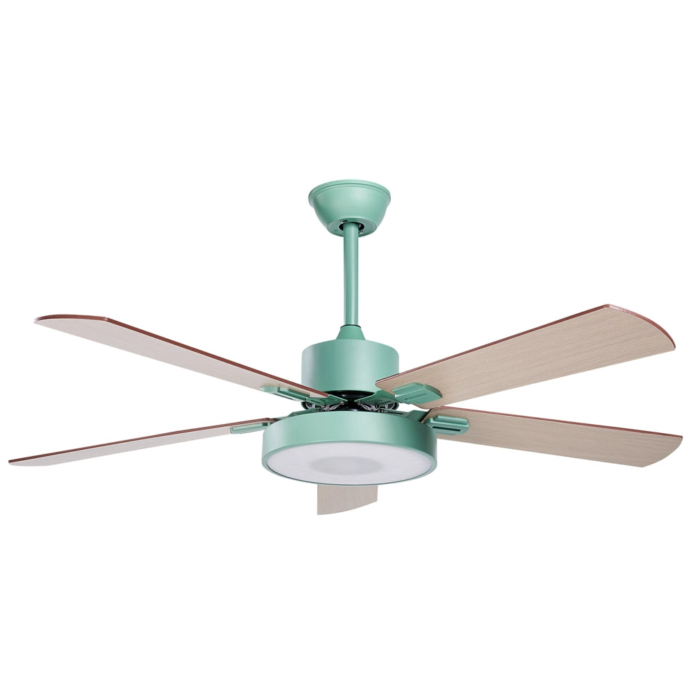 Ventilatore da soffitto con luce Ventilatore verde Materiale sintetico Ferro Telecomando Luce Effetto Legno Grana Soggiorno Tradizionale