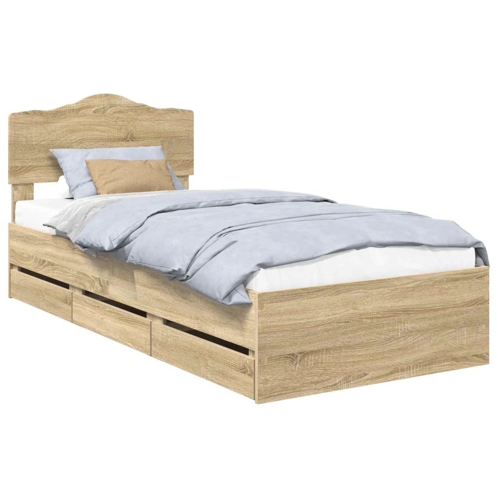 Struttura del letto con cassetto Rovere Sonoma 90 x 200 cm 3413042