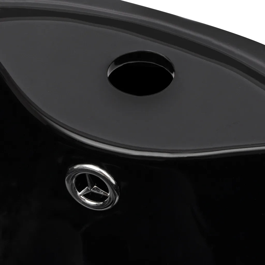 Lavandino Bagno in Ceramica Nera Rotondo con Foro per Rubinetto/ Trabocco cod mxl 51495