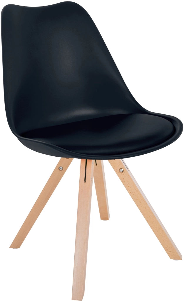 Sedia Sofia in plastica nero,natura (quadrato)