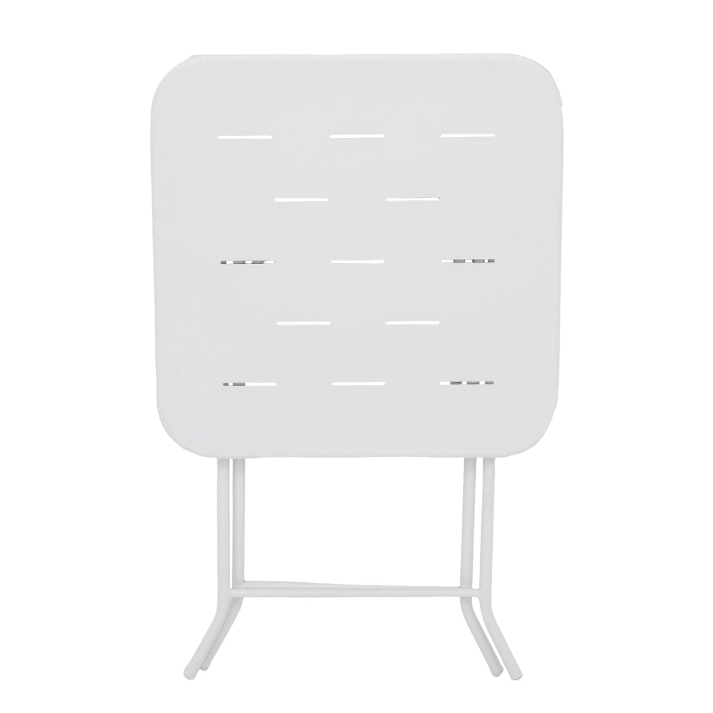 SET DA BISTRO PIEGHEVOLE 3 PEZZI, 2 SEDIE E 1 TAVOLO, BIANCO, ACCIAIO