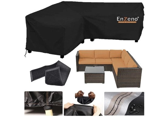 Ombrello per giardino a forma L, copertura per mobili da giardino, impermeabile, resistente al vento, tenda per angolo divano, gruppo divano angolare, divano all'aperto, ombrello rettangolare, 215 x 215 x 87 cm