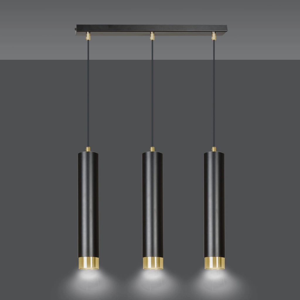 Lampadario Emibig KIBO 3 3xGU10 nero oro regolabile