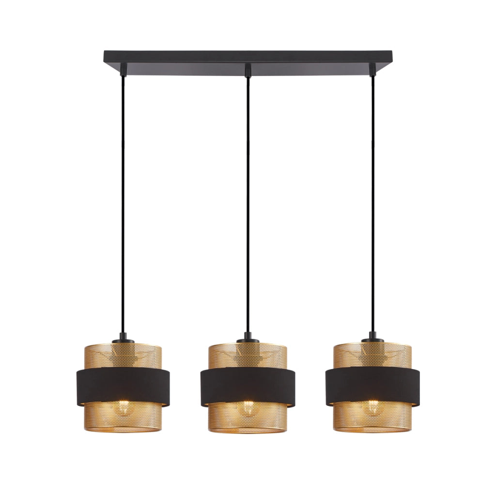 Lampada a sospensione BANS Italux nero oro 3xE27 su barra