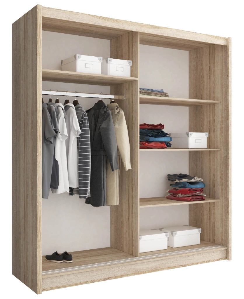 ARMADIO CON SPECCHIO PER CAMERE DA LETTO SERIE MAJA 180x62x200h ROVERE