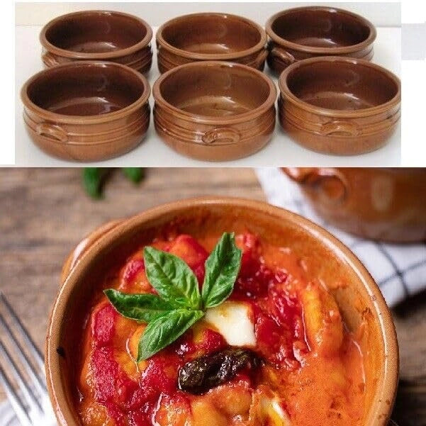 Set 6 Pezzi Tegamini Gnocchi Alti in Terracotta 14 cm La Cucina della Nonna