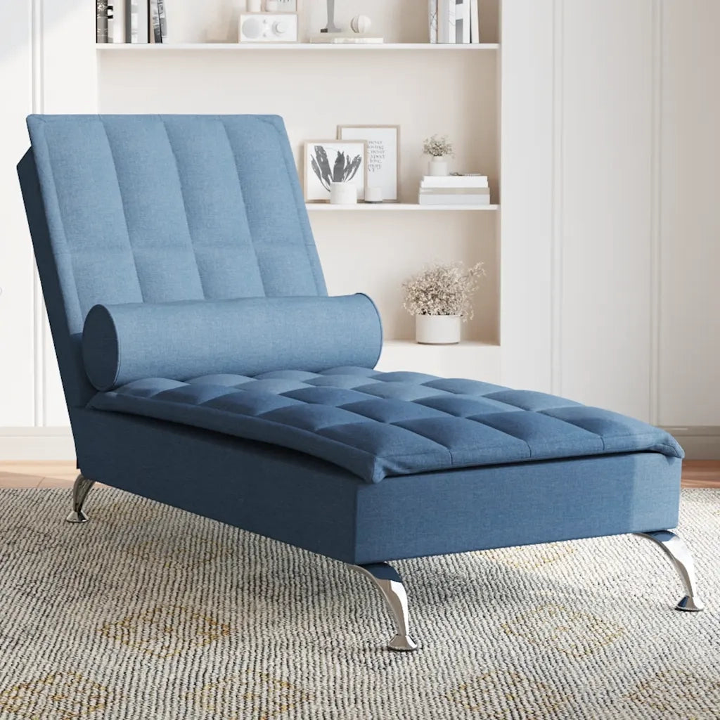 Chaise Longue Massaggi Cuscino a Rullo Blu in Tessuto 379449