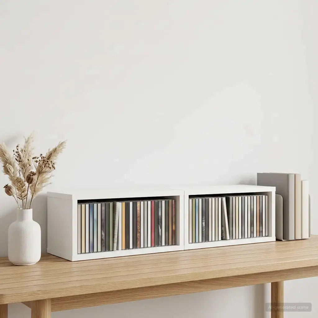 Rack per Stoccaggio CD 2 pz Bianco 40 x 17 x 17 cm 8012707