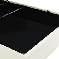 Rete per Letto Contenitore Matrimoniale con LED e Telecomando Struttura Imbottita idraulica, 140x200 cm,Bianco