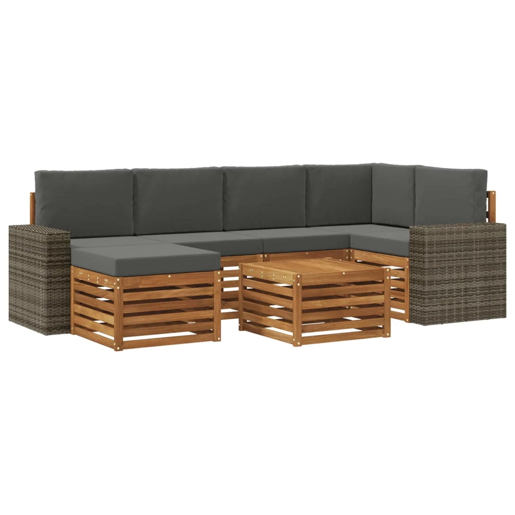 Set di divani da esterno 7 pz Naturale e Antracite Poliestere 3384608