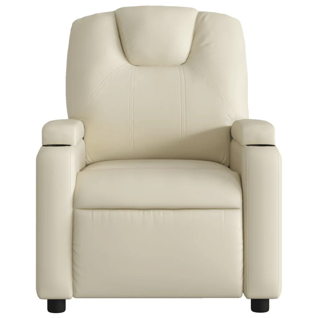 Divano Sedia-Poltrona reclinabile in similpelle color crema 549831