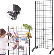 Display Grid in Metallo con Ruote per Eventi Artigianali | Pannelli Gridwall Spazia Reattivi | Grid di Vendita Trasportabile