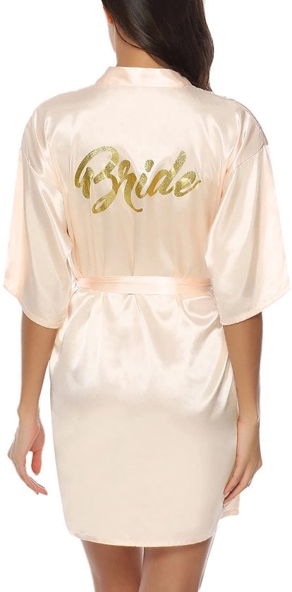 Camisola da Donna in Satin con Cintura a Riem, Kimono per Matrimonio, V-Neck, Abbigliamento da Notte, Pijama in Seta, Festa, Champagne, XXL