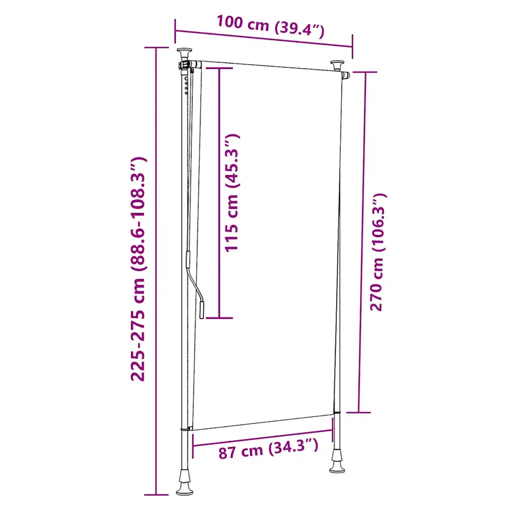 Tenda a Rullo Esterno Blu e Bianca 100x270cm Tessuto e Acciaio 368764