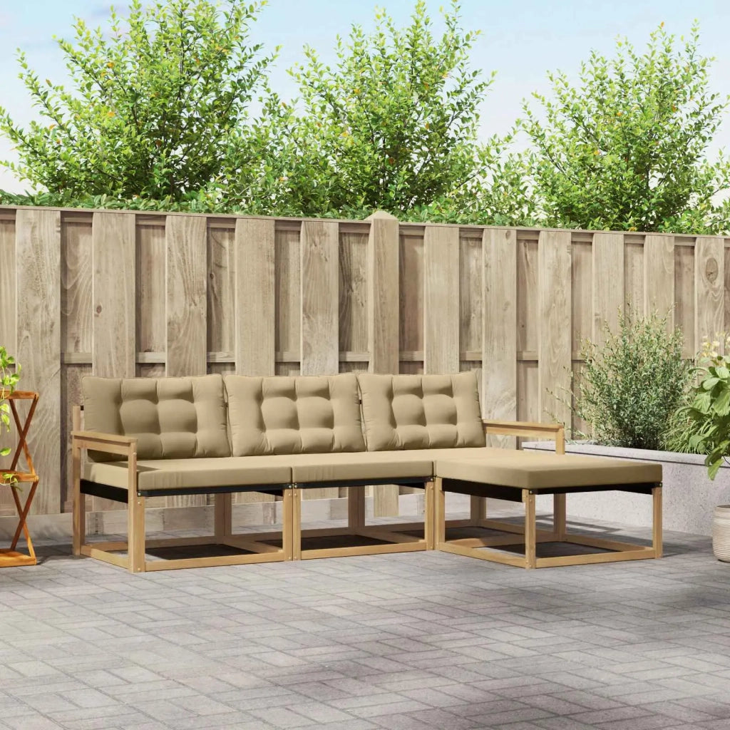 Set di divani da esterno 4 pz Bianco e Beige 3388559