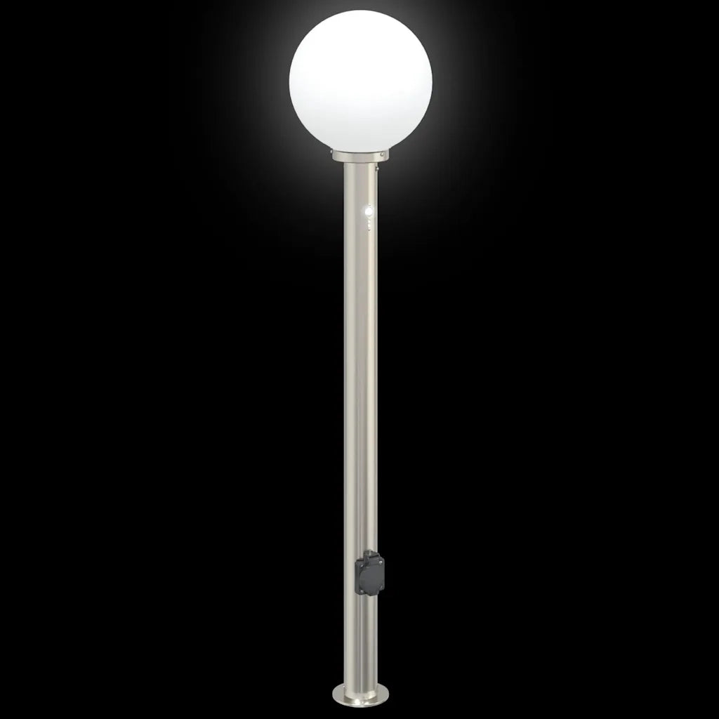 Lampada a paletto con sensore e presa 120 cm Acciaio Inox IP44 4006109