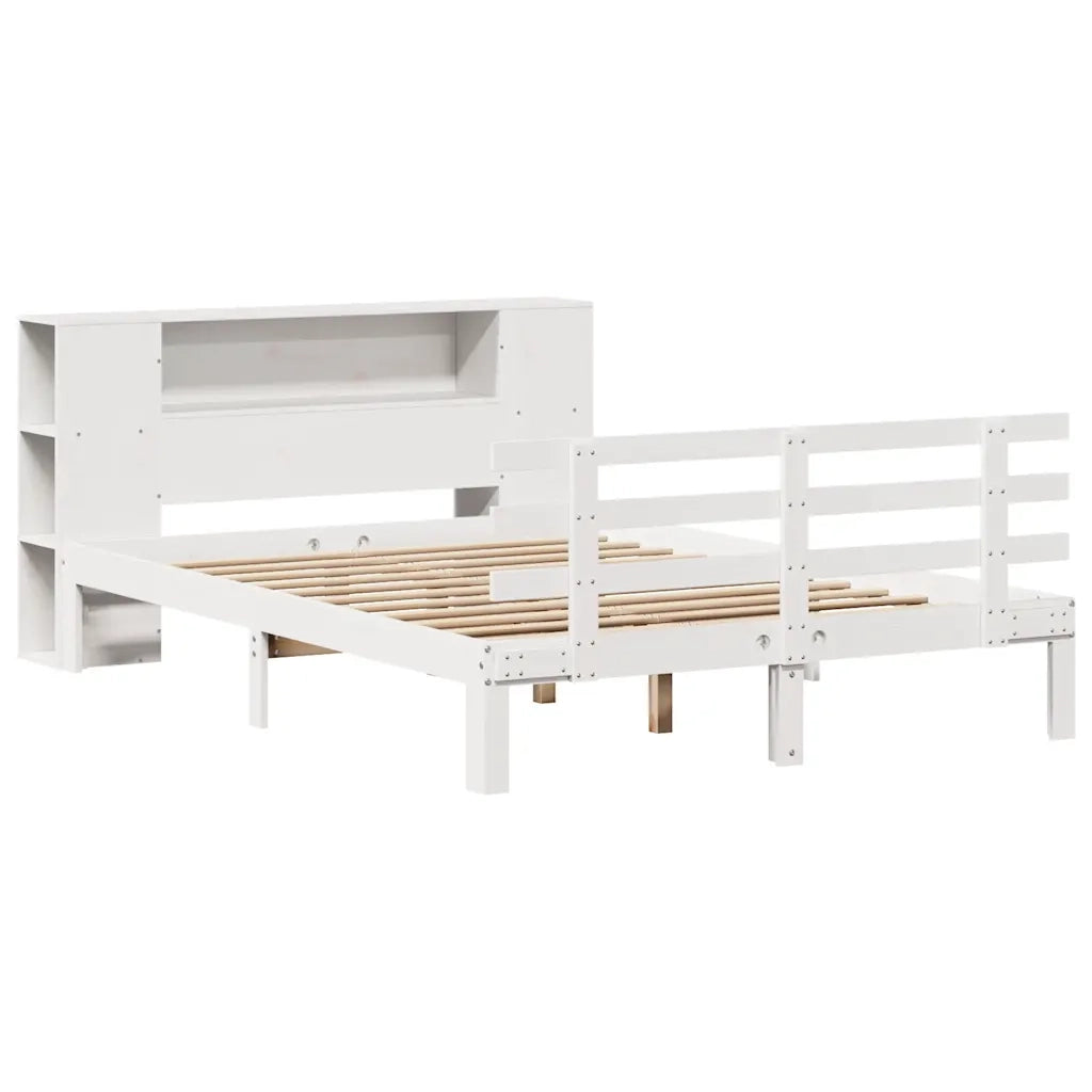 Letto Libreria senza Materasso Bianco 135x190 cm Legno di Pino 3322705