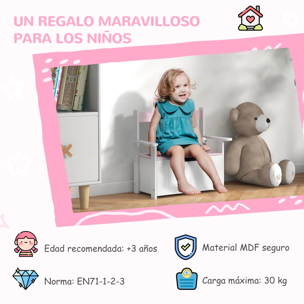 Scrivania con cassetti per bambini ¨C zephmum ¨C rosa e bianco 68.5x34x58 cm