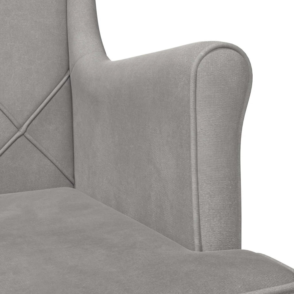Poltrona-Divano Sedia-Poltroncina Grigio Chiaro Velluto 160084