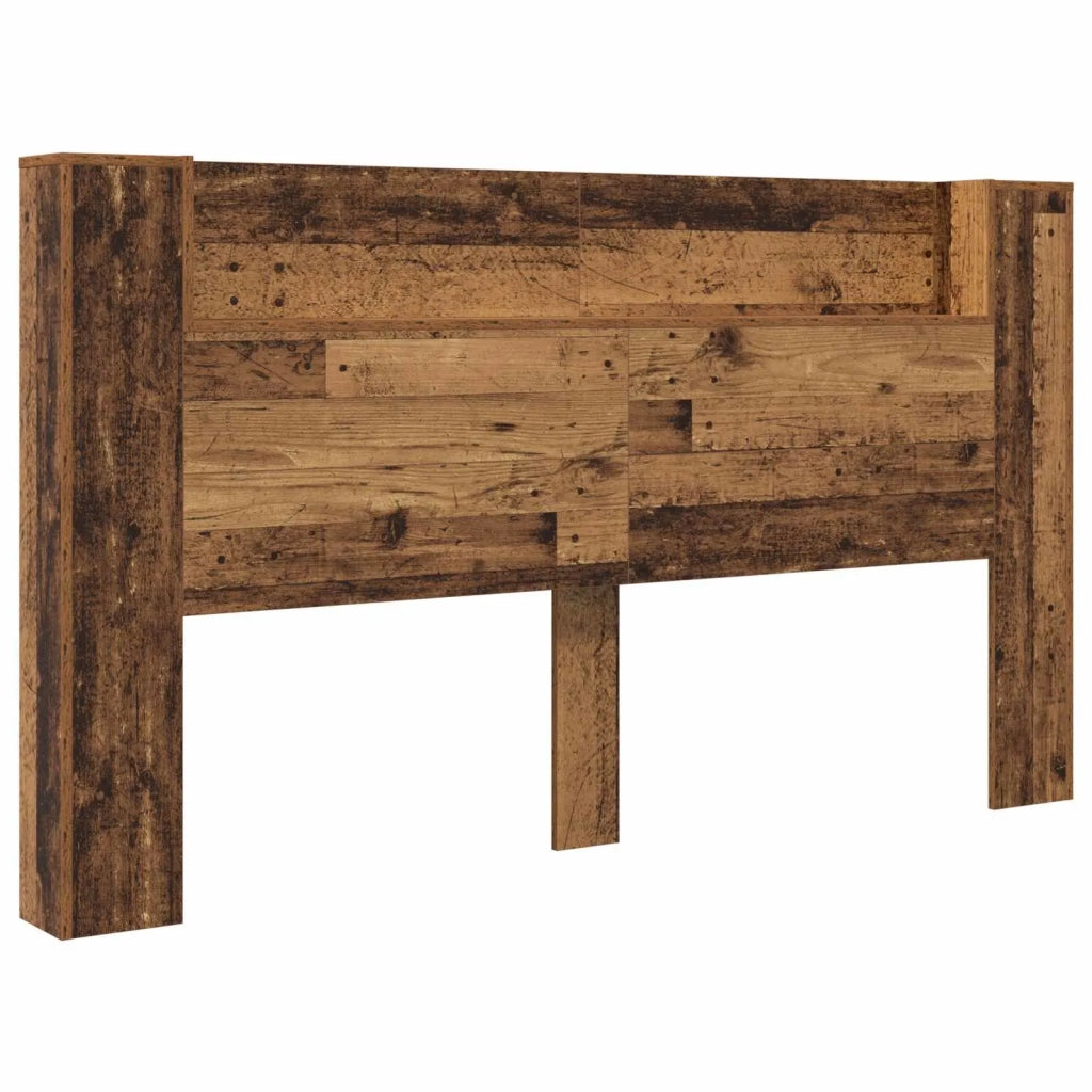 Testiera | Testata con Mobile e LED Legno vecchio 180 x 16,5 x 103,5 cm