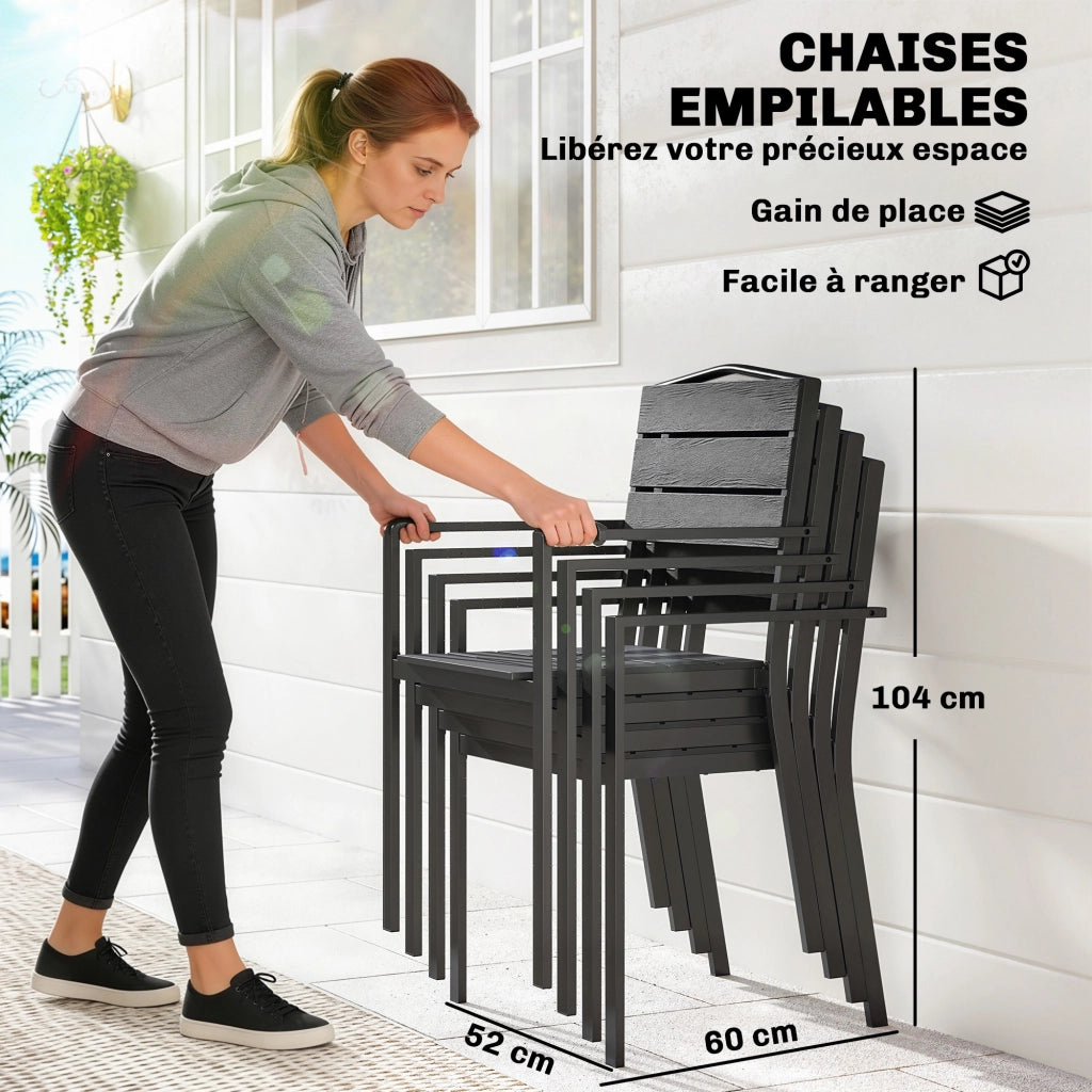 Sedia da Giardino Imbottita con Braccioli in Polipropilene ¨C zephmum ¨C 52x51x90cm Nero