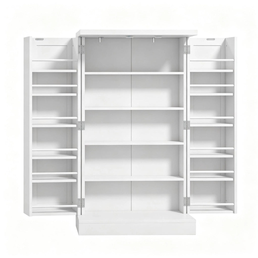 Armadio da Cucina in MDF Bianco 60x30x104 cm con Ripiani Regolabili e Doppie Ante