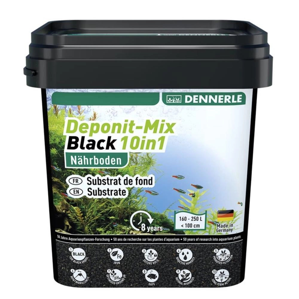 Dennerle Deponit Mix Black 10in1 - fondo fertile per acquari Formato: 9.6 Kg
