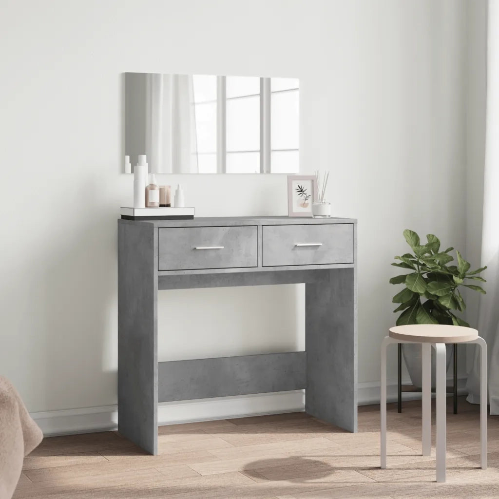 Toeletta con Specchio-Tavolo da Vanit¨¤ Grigio Cemento 80x39x80 cm
