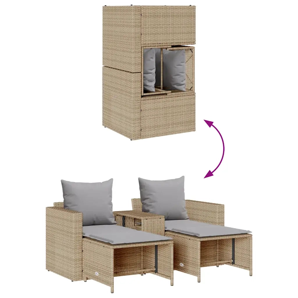 Set Divano da Giardino 5 pz con Cuscini Beige in Polyrattan 4104166