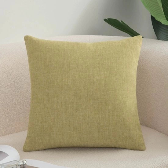 Pacchetto di 2 cuscini per divano, accoglienti cuscini in cotone e lino per divano, divano letto, soggiorno, casa, coprischienali lisci (50*70cm) - Giallo Verde
