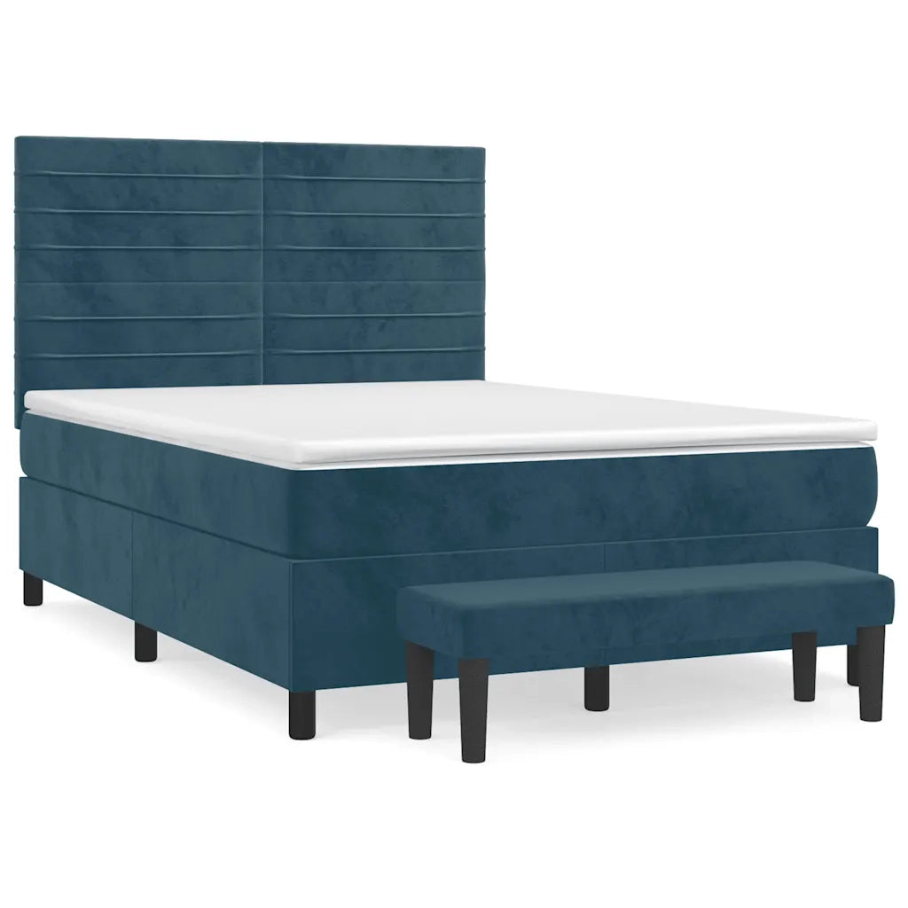 Giroletto a Molle con Materasso Blu Scuro 140x190 cm in Velluto 3137903