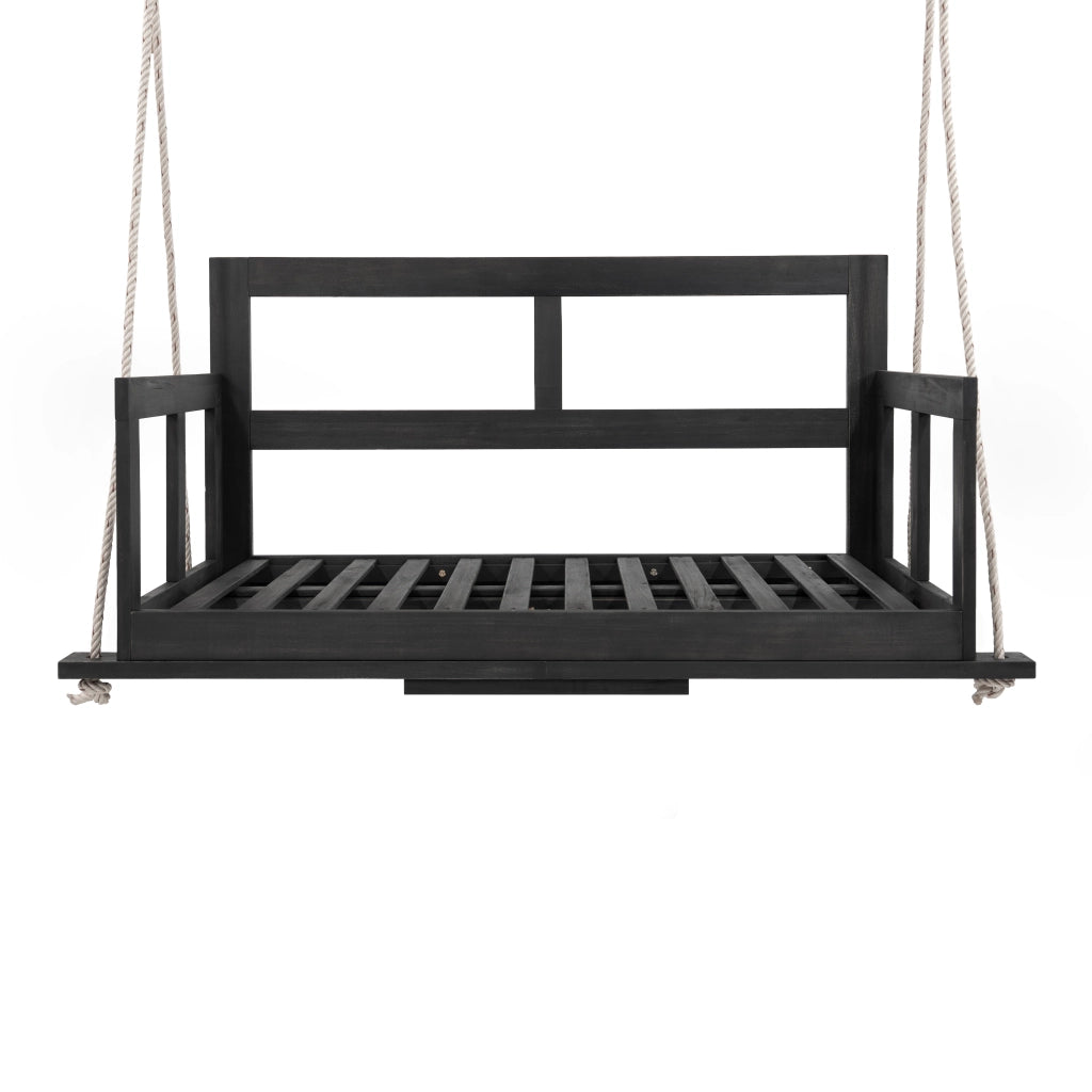 Dondolo da Giardino Doppio con Cuscini ¨C MINIMAL ¨C Legno Acacia, Nero/Beige